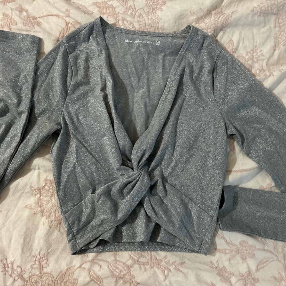 Shimmering Gray Long Sleeve Top